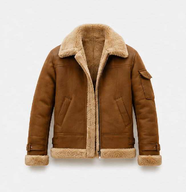 Brown fur bomber