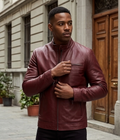 Men's red leather jacket