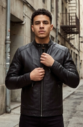 Men's black leather jacket