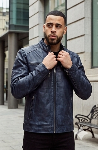 Men's blue leather jacket